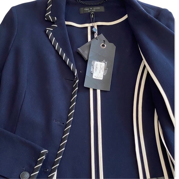 NWT rag & bone Navy Blue Redgrave Whipstitch Cotton Blazer Size 6 - Picture 8 of 15